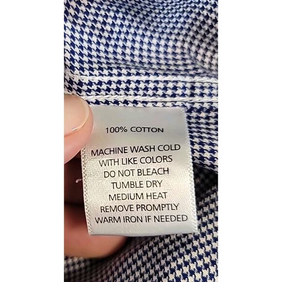 UNTUCKit Slim Wrinkle-Free Navy Blue Houndstooth Shirt Men’s XXL - Picture 9 of 11